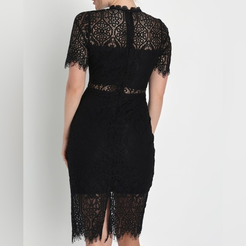 Lulu's Black Lace Midi Dress - Picture 3 of 6